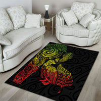 Aotearoa Moko Tribal Tattoo Area Rug New Zealand Maori Penguin and Fantail Reggae Style