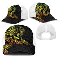 Aotearoa Moko Tribal Tattoo Baseball Net Cap New Zealand Maori Penguin and Fantail Reggae Style