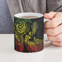 Aotearoa Moko Tribal Tattoo Ceramic Mug New Zealand Maori Penguin and Fantail Reggae Style
