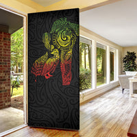 Aotearoa Moko Tribal Tattoo Door Cover New Zealand Maori Penguin and Fantail Reggae Style