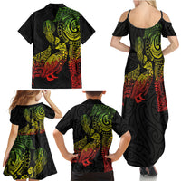 Aotearoa Moko Tribal Tattoo Family Matching Summer Maxi Dress and Hawaiian Shirt New Zealand Maori Penguin and Fantail Reggae Style LT03 - Polynesian Pride