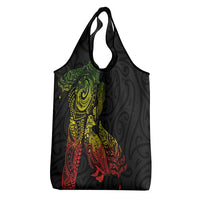 Aotearoa Moko Tribal Tattoo Grocery Bag New Zealand Maori Penguin and Fantail Reggae Style
