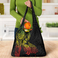 Aotearoa Moko Tribal Tattoo Grocery Bag New Zealand Maori Penguin and Fantail Reggae Style