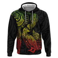 Aotearoa Moko Tribal Tattoo Hoodie New Zealand Maori Penguin and Fantail Reggae Style