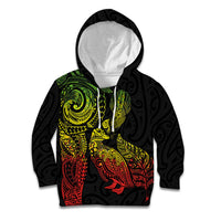 Aotearoa Moko Tribal Tattoo Kid Hoodie New Zealand Maori Penguin and Fantail Reggae Style