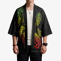 Aotearoa Moko Tribal Tattoo Kimono New Zealand Maori Penguin and Fantail Reggae Style