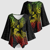 Aotearoa Moko Tribal Tattoo Kimono Sleeve Blouse New Zealand Maori Penguin and Fantail Reggae Style