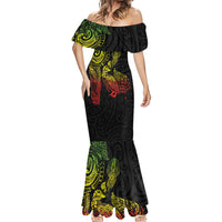 Aotearoa Moko Tribal Tattoo Mermaid Dress New Zealand Maori Penguin and Fantail Reggae Style
