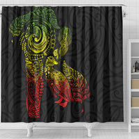 Aotearoa Moko Tribal Tattoo Shower Curtain New Zealand Maori Penguin and Fantail Reggae Style