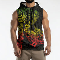 Aotearoa Moko Tribal Tattoo Sleeveless Zip Hoodie New Zealand Maori Penguin and Fantail Reggae Style