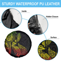 Aotearoa Moko Tribal Tattoo Spare Tire Cover New Zealand Maori Penguin and Fantail Reggae Style
