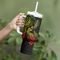 Aotearoa Moko Tribal Tattoo Tumbler With Handle New Zealand Maori Penguin and Fantail Reggae Style