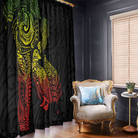 Aotearoa Moko Tribal Tattoo Window Curtain New Zealand Maori Penguin and Fantail Reggae Style