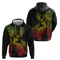 Aotearoa Moko Tribal Tattoo Zip Hoodie New Zealand Maori Penguin and Fantail Reggae Style