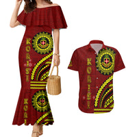 Kolisi Tonga Atele Couples Matching Mermaid Dress and Hawaiian Shirt Ngatu and Polynesian Pattern LT03 Red - Polynesian Pride