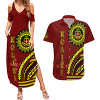 Kolisi Tonga Atele Couples Matching Summer Maxi Dress and Hawaiian Shirt Ngatu and Polynesian Pattern LT03 Red - Polynesian Pride