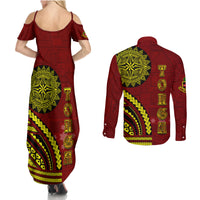 Kolisi Tonga Atele Couples Matching Summer Maxi Dress and Long Sleeve Button Shirt Ngatu and Polynesian Pattern LT03 - Polynesian Pride