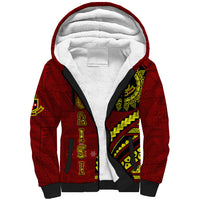 Kolisi Tonga Atele Sherpa Hoodie Ngatu and Polynesian Pattern LT03 Unisex Red - Polynesian Pride