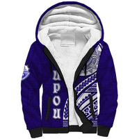 Tupou College Toloa Sherpa Hoodie Ngatu and Polynesian Pattern LT03 Unisex Blue - Polynesian Pride