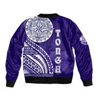 Tupou College Toloa Sleeve Zip Bomber Jacket Ngatu and Polynesian Pattern