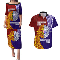 Kolisi Tonga Atele and Tupou College Toloa Couples Matching Puletasi and Hawaiian Shirt Ngatu and Polynesian Spiral Pattern LT03 Red - Polynesian Pride