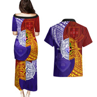 Kolisi Tonga Atele and Tupou College Toloa Couples Matching Puletasi and Hawaiian Shirt Ngatu and Polynesian Spiral Pattern LT03 - Polynesian Pride