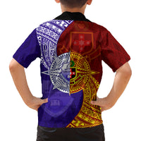 Kolisi Tonga Atele and Tupou College Toloa Family Matching Puletasi and Hawaiian Shirt Ngatu and Polynesian Spiral Pattern