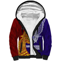 Kolisi Tonga Atele and Tupou College Toloa Sherpa Hoodie Ngatu and Polynesian Spiral Pattern LT03 Unisex Red - Polynesian Pride