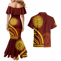 Tonga High School Couples Matching Mermaid Dress and Hawaiian Shirt Ngatu and Polynesian Pattern LT03 - Polynesian Pride