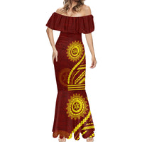Tonga High School Mermaid Dress Ngatu and Polynesian Pattern LT03 - Polynesian Pride