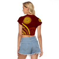 Tonga High School Raglan Cropped T Shirt Ngatu and Polynesian Pattern