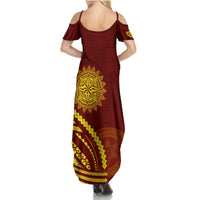 Tonga High School Summer Maxi Dress Ngatu and Polynesian Pattern LT03 - Polynesian Pride