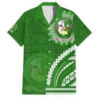 Liahona High School Family Matching Off Shoulder Short Dress and Hawaiian Shirt Ngatu and Polynesian Pattern LT03 Dad's Shirt - Short Sleeve Green - Polynesian Pride