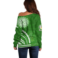 Liahona High School Off Shoulder Sweater Ngatu and Polynesian Pattern