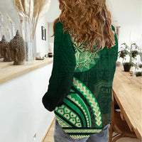 Saineha High School Women Casual Shirt Ngatu and Polynesian Pattern