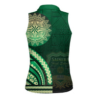 Saineha High School Women Sleeveless Polo Shirt Ngatu and Polynesian Pattern