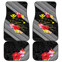 Aloha Hawaii Hibiscus and Plumeria Flowers Car Mats Kanaka Maoli Tattoo Polynesian Pattern