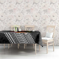 Aloha Hawaii Hibiscus and Plumeria Flowers Tablecloth Kanaka Maoli Tattoo Polynesian Pattern