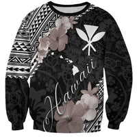 Aloha Hawaii Hibiscus and Plumeria Flowers Sweatshirt Kanaka Maoli Tattoo Polynesian Pattern Gray Color