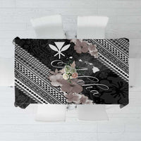 Aloha Hawaii Hibiscus and Plumeria Flowers Tablecloth Kanaka Maoli Tattoo Polynesian Pattern Gray Color LT03 Black - Polynesian Pride