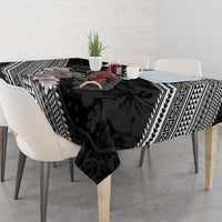 Aloha Hawaii Hibiscus and Plumeria Flowers Tablecloth Kanaka Maoli Tattoo Polynesian Pattern Gray Color LT03 - Polynesian Pride
