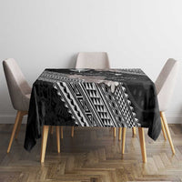Aloha Hawaii Hibiscus and Plumeria Flowers Tablecloth Kanaka Maoli Tattoo Polynesian Pattern Gray Color LT03 - Polynesian Pride