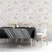 Aloha Hawaii Hibiscus and Plumeria Flowers Tablecloth Kanaka Maoli Tattoo Polynesian Pattern Gray Color LT03 - Polynesian Pride