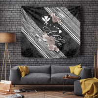 Aloha Hawaii Hibiscus and Plumeria Flowers Tapestry Kanaka Maoli Tattoo Polynesian Pattern Gray Color LT03 - Polynesian Pride