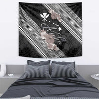Aloha Hawaii Hibiscus and Plumeria Flowers Tapestry Kanaka Maoli Tattoo Polynesian Pattern Gray Color LT03 - Polynesian Pride