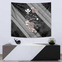 Aloha Hawaii Hibiscus and Plumeria Flowers Tapestry Kanaka Maoli Tattoo Polynesian Pattern Gray Color LT03 - Polynesian Pride