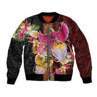 Papua New Guinea Birds and Frangipani Bomber Jacket Melanesian Art Tattoos - Polynesian Pride