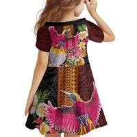 Papua New Guinea Birds and Frangipani Family Matching Off Shoulder Maxi Dress and Hawaiian Shirt Melanesian Art Tattoos - Polynesian Pride