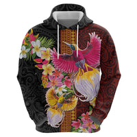 Papua New Guinea Birds and Frangipani Hoodie Melanesian Art Tattoos - Polynesian Pride