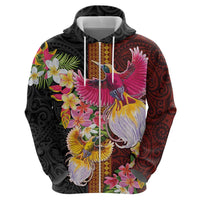 Papua New Guinea Birds and Frangipani Hoodie Melanesian Art Tattoos - Polynesian Pride